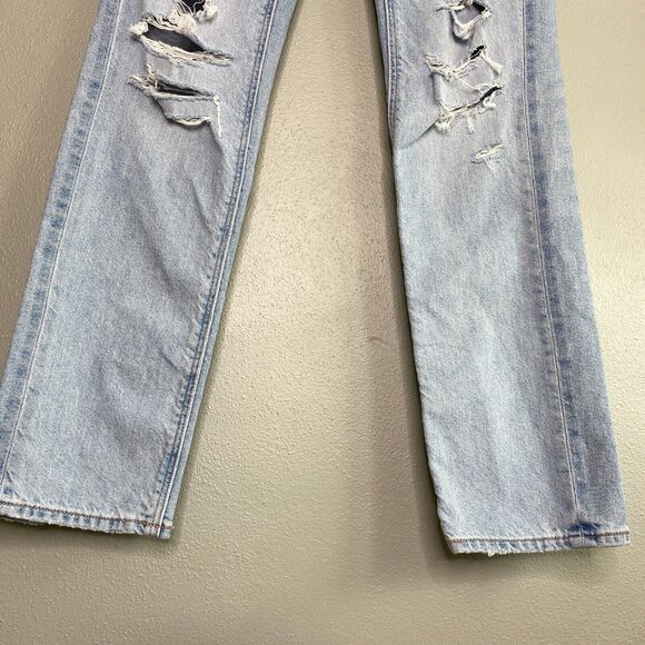 American Eagle Strigid Jeans Women's 00 Reg Distressed Embroidered Light Wash - Picture 3 of 11